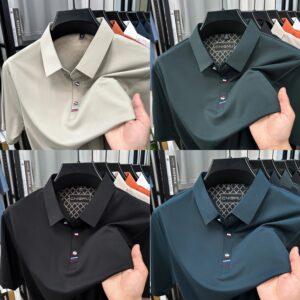 Advanced ice silk breathable summer short sleeve polo t- shirt