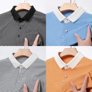 2024 Men's New Striped Cotton Business Casual Short Sleeved POLO T-Shirt