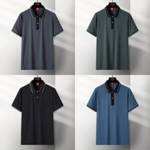 Ice Silk Short-sleeved Mesh Air Conditioning Suit Middle-aged Men's Polo T-shirt