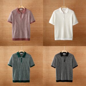 Knitted hollow ice silk polo shirt men's (Pack of 4)